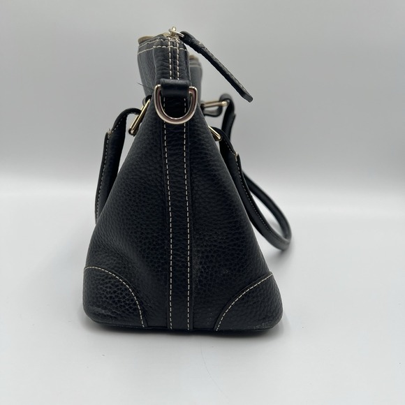 Vintage Dooney & Bourke Black Large Leather Double Handle Zipper Shoulder Bag - Picture 3 of 9